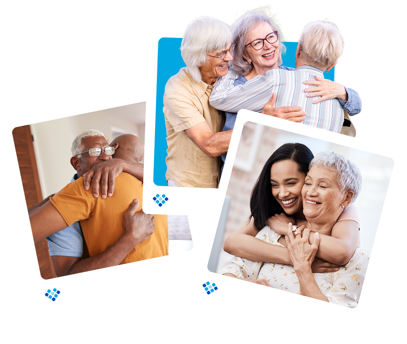 Happy families embracing, showing the care and connection we help facilitate
