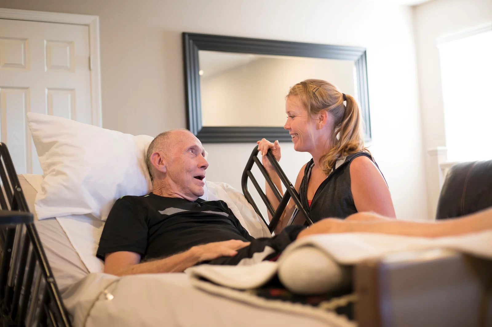 Senior receiving care at home