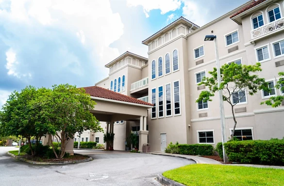 Lenox on the Lake senior living community offering assisted living and memory care in Lauderhill, FL, front entrance