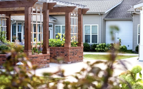Clear Creek Senior Memory Care in Fayetteville, AR exterior rear patio gazebo