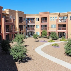 Mountain View Gardens Gracious Retirement Living Hawthorn Senior Independent Living in Sierra Vista, Arizona rear exterior walking path