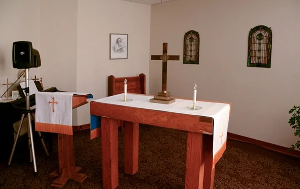 Our chapel space is open to all denominations and doubles a large group gathering room.