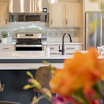 Legato Living Residential Memory Care at Five Fountains senior living community offering assisted living, memory care, adult day services, and respite care in Elkhorn, NE, kitchen with modern amenities