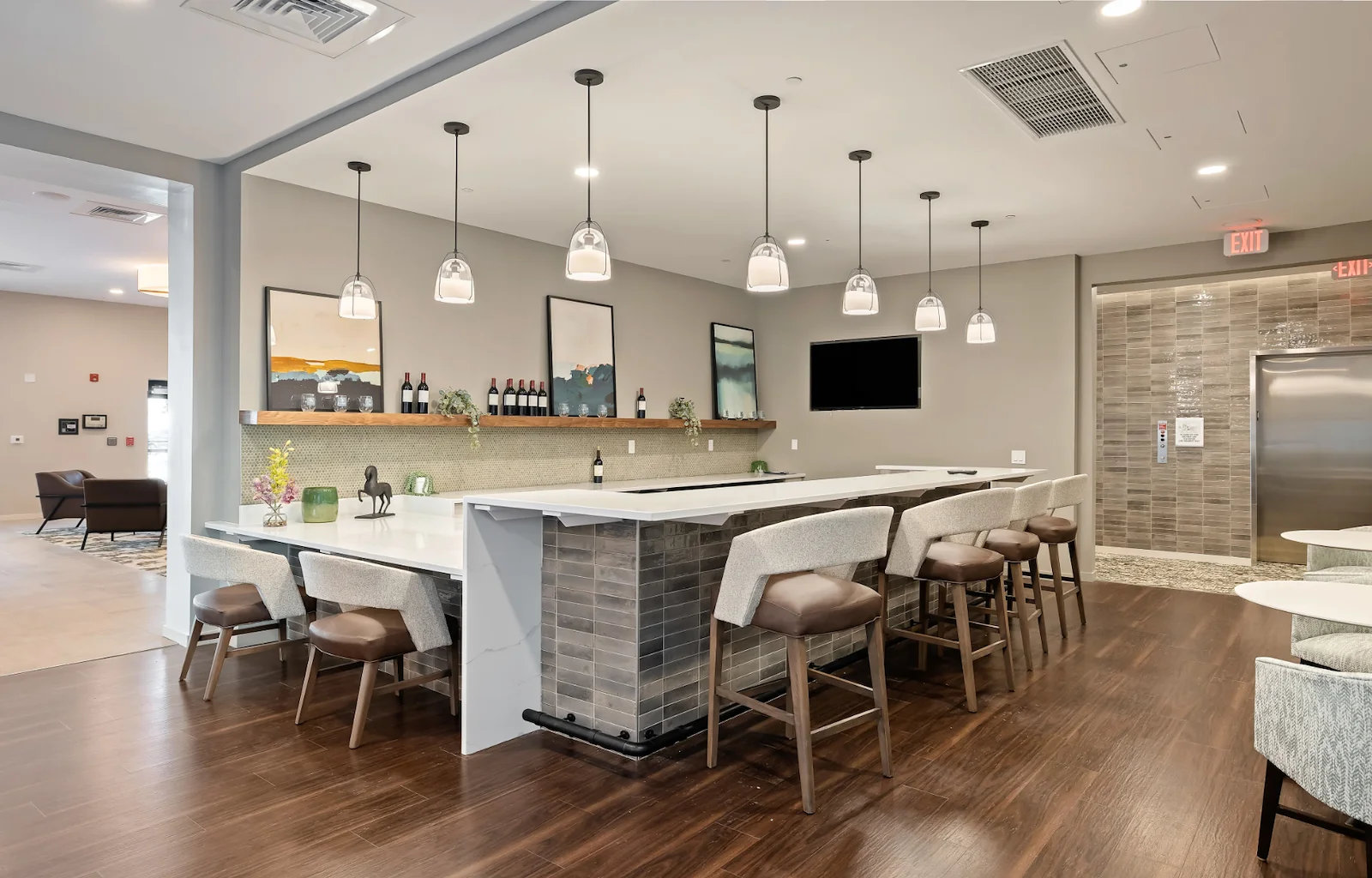 The Barclay at Charlottesville bar and social space