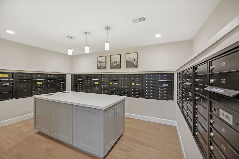 Willow Manor at Cabin Branch senior living community offering independent living and affordable living in Clarksburg, MD, mail room