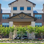 Watermere at Round Rock senior living community offering active adult living and independent living in Round Rock, TX, front exterior and entrance