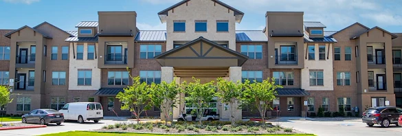 Watermere at Round Rock senior living community offering active adult living and independent living in Round Rock, TX, front exterior and entrance