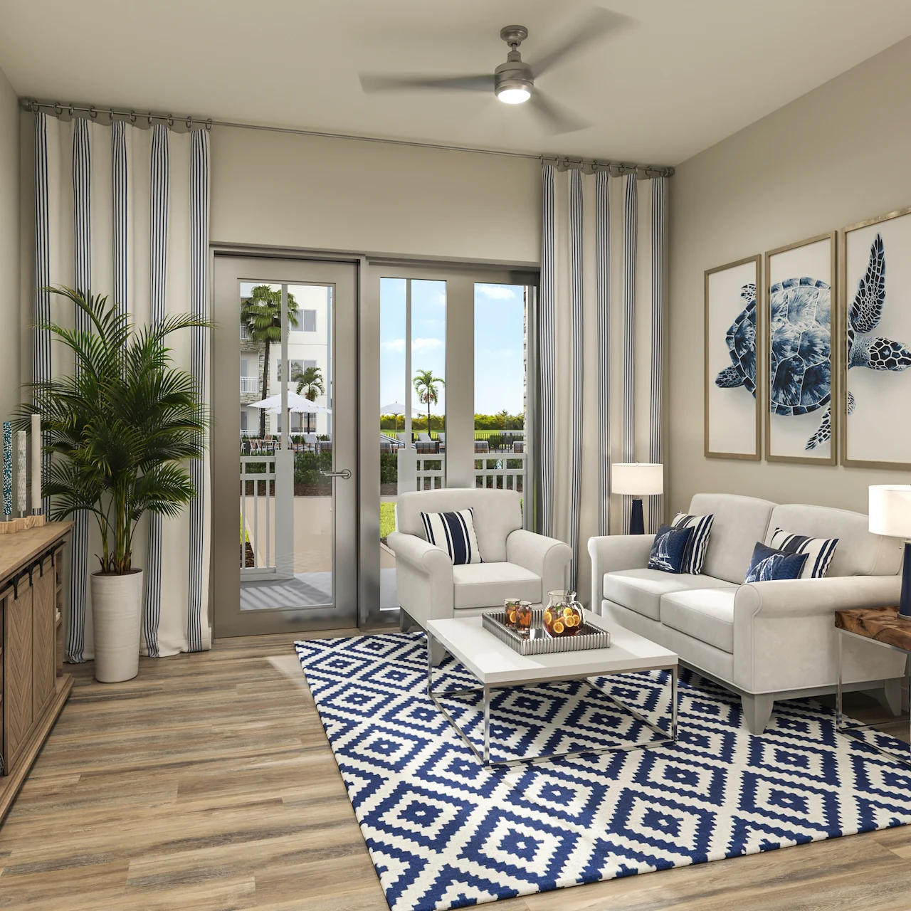 AVIVA Port St. Lucie West senior living community offering active adult living and independent living in Port St. Lucie, FL, apartment living room