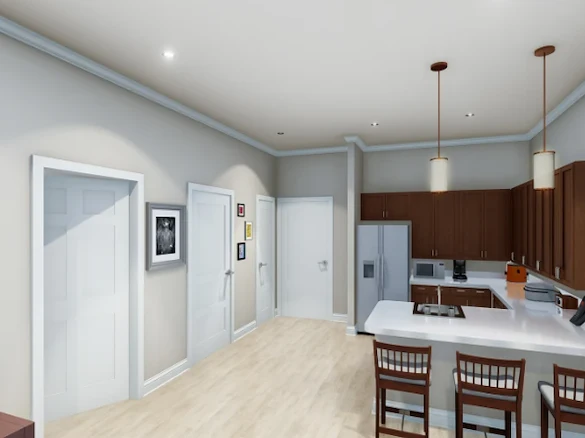 Kitchen area in the housing at The Blake at Panama City Beach