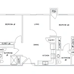 Assisted Living 2 Bedroom, 2 Bathroom Apartment 