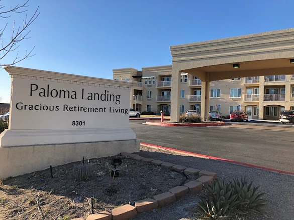 Paloma Landing Retirement Community Hawthorn Senior Independent Living in Albuquerque, New Mexico front exterior welcome sign