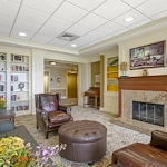 Brookdale Green Hills Cumberland senior living community offering assisted living, memory care, and respite care in Nashville, TN, sitting area by fireplace