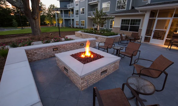 Springwood Landing Gracious Retirement Living Hawthorn Senior independent Living in Vancouver, Washington rear exterior patio firepit