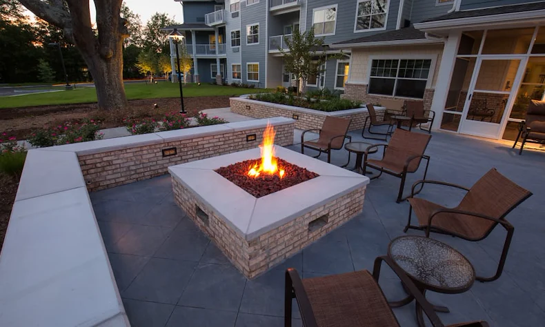 Springwood Landing Gracious Retirement Living Hawthorn Senior independent Living in Vancouver, Washington rear exterior patio firepit
