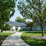 Independent living and assisted living at Beech Grove Meadows Assisted Living in Beech Grove, IN, outdoor space with a sitting area