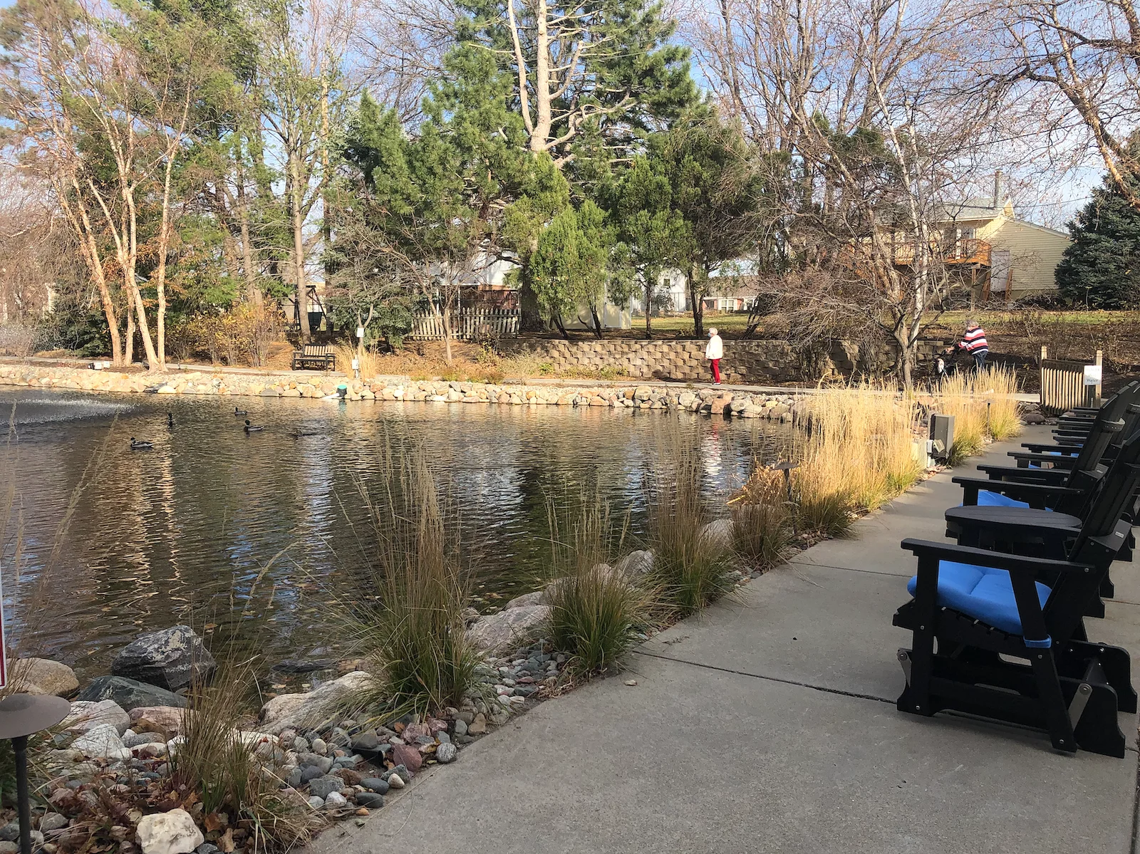 Legacy Pond with Outdoor Seating