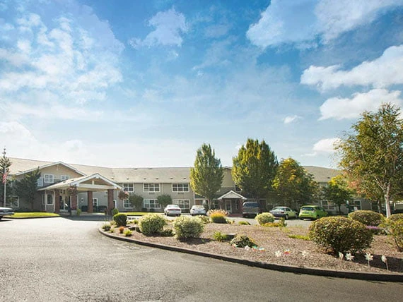 Avamere at Newberg senior living community offering assisted living, memory care, and respite care in Newberg, OR, front exterior