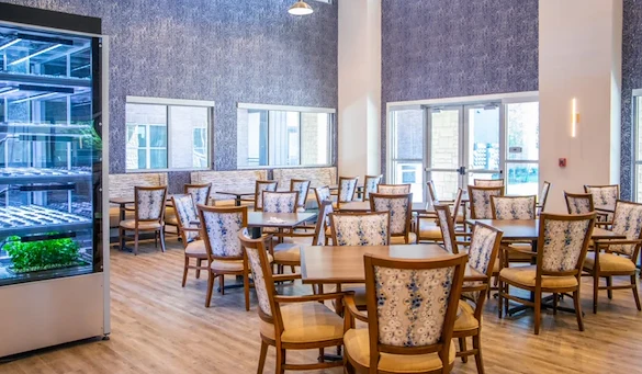 Watermere at the Preserve senior living community offering active adult living and independent living in North Richland Hills, TX, dining room