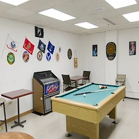 Ascension Casa Scalabrini Senior Living, independent senior living community in Northlake, IL, game room with billiards table