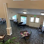 Avamere at South Hill senior living community offering assisted living and respite care in Spokane, WA, dining room view from above