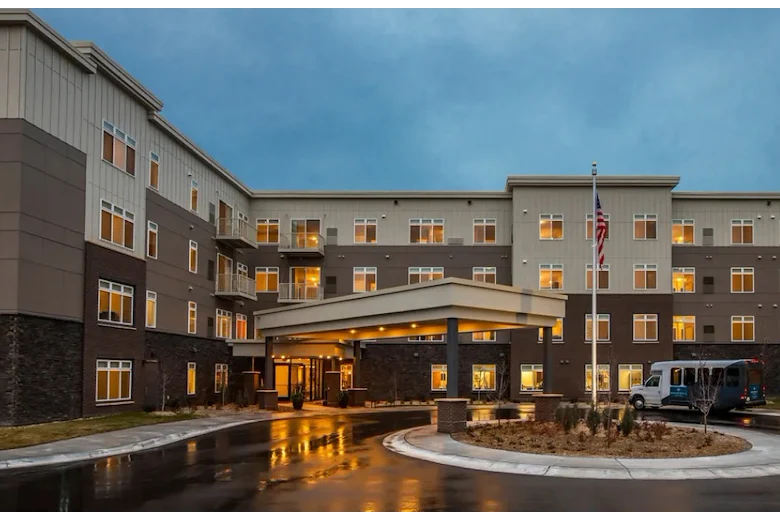 Front entrance of Broadwell Senior Living at Plymouth