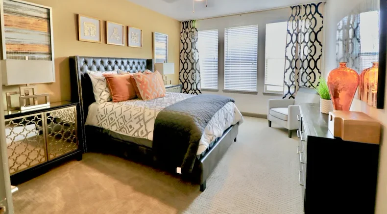 Watermere at Frisco senior living community offering active adult living and independent living in Frisco, TX, apartment bedroom