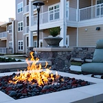 Hudson Estates Gracious Retirement Living Hawthorn Senior Independent Living in Lansdale, Pennsylvania exterior fire pit