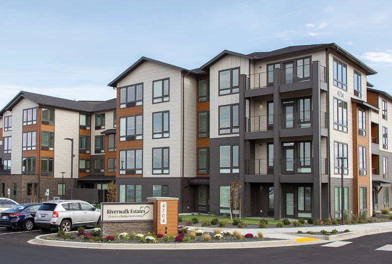 Riverwalk Estates Gracious Retirement Living Hawthorn Senior Independent Living in Kennewick, Washington AI-generated front exterior