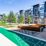 Watermere at Round Rock senior living community offering active adult living and independent living in Round Rock, TX, outdoor space with activities and garden beds 