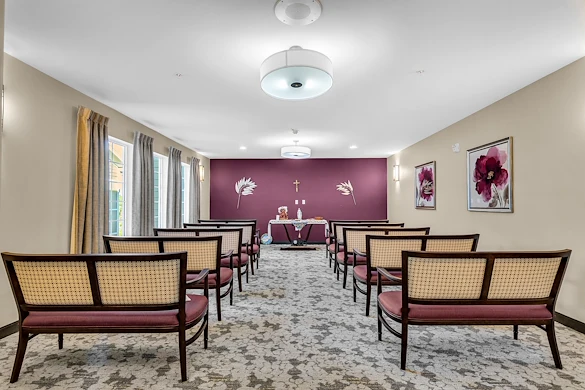 Colonial Gardens Gracious Retirement Living Hawthorn Senior Independent Living in Beverly, Massachusetts Christian religious gathering room