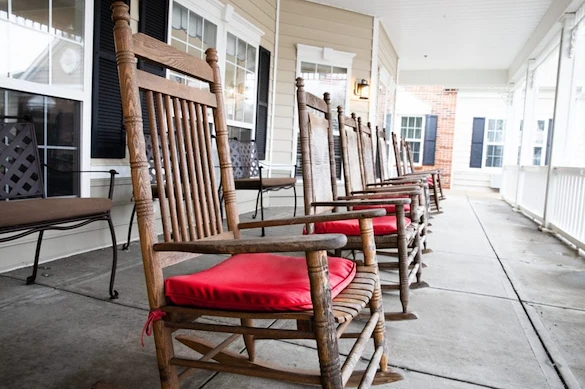 The Commons at Honey Creek Assisted Senior Living in Terre Haute, IN exterior patio seating area