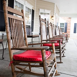 The Commons at Honey Creek Assisted Senior Living in Terre Haute, IN exterior patio seating area