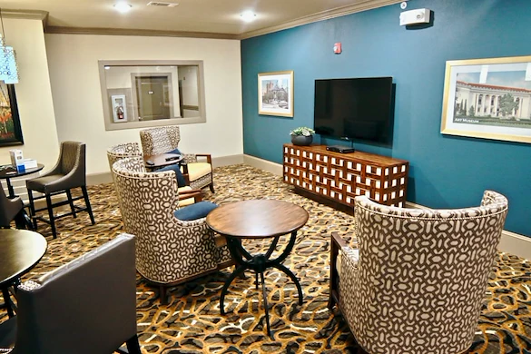Active adult living and independent living at Watercrest at Shadow Creek Ranch in Pearland, TX, media room