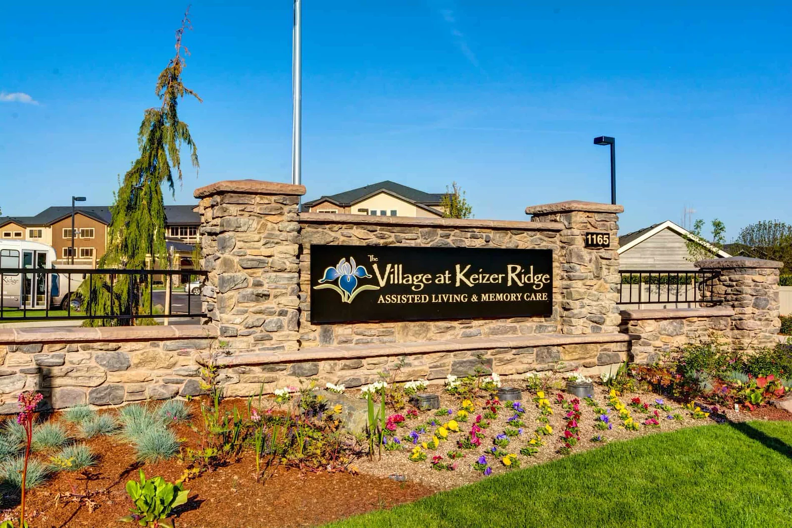 The Village at Keizer Ridge Assisted Living and Memory Care community sign