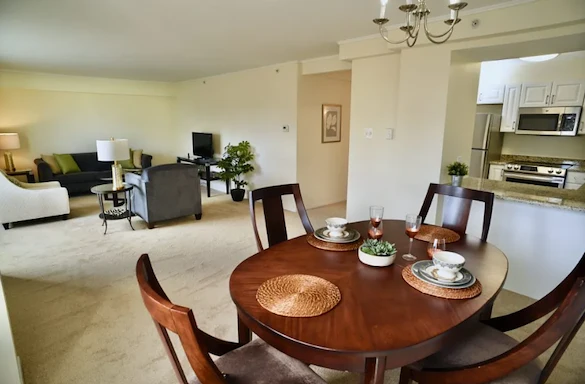 Dining Room, Living Room & Kitchen View