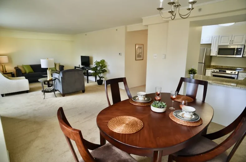 Dining Room, Living Room & Kitchen View
