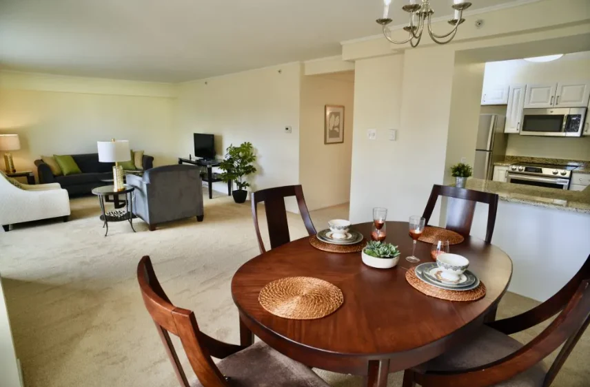 Dining Room, Living Room & Kitchen View