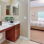 Bathroom in an apartment at Gaines Park Senior Living