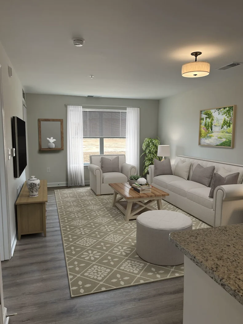 Willow Manor at Cabin Branch senior living community offering independent living and affordable living in Clarksburg, MD, apartment living room