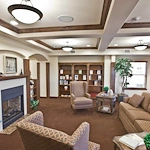 Pioneer Ridge Gracious Retirement Living Hawthorn Senior Independent Living in McKinney, Texas fireplace