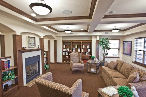 Pioneer Ridge Gracious Retirement Living Hawthorn Senior Independent Living in McKinney, Texas fireplace