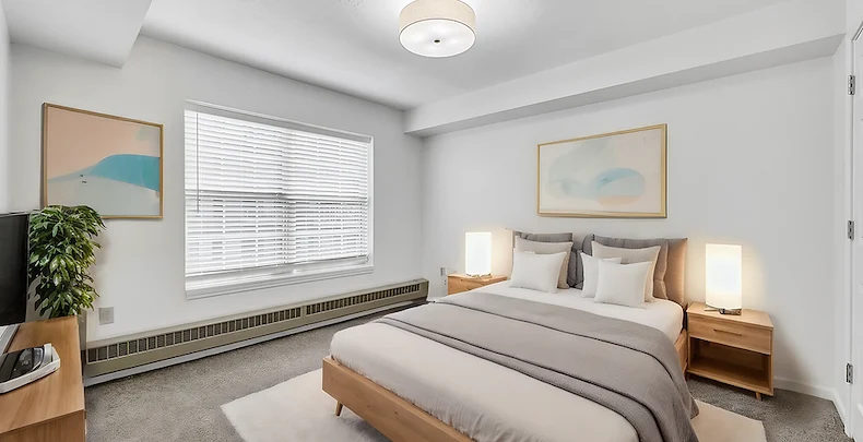 Sage Independence, Independent Living in Des Moines, IA newly renovated apartment furnished bedroom