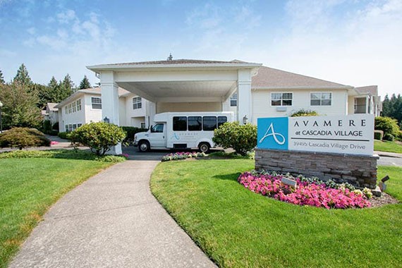 Avamere at Cascadia Village Senior Living in Sandy, Oregon front exterior