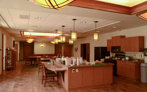 Spacious, wide open kitchens and eating areas.