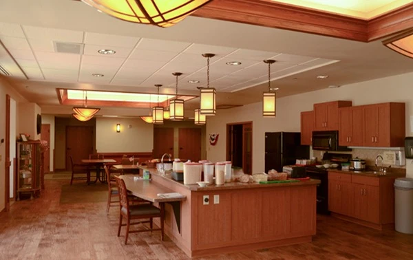 Spacious, wide open kitchens and eating areas.