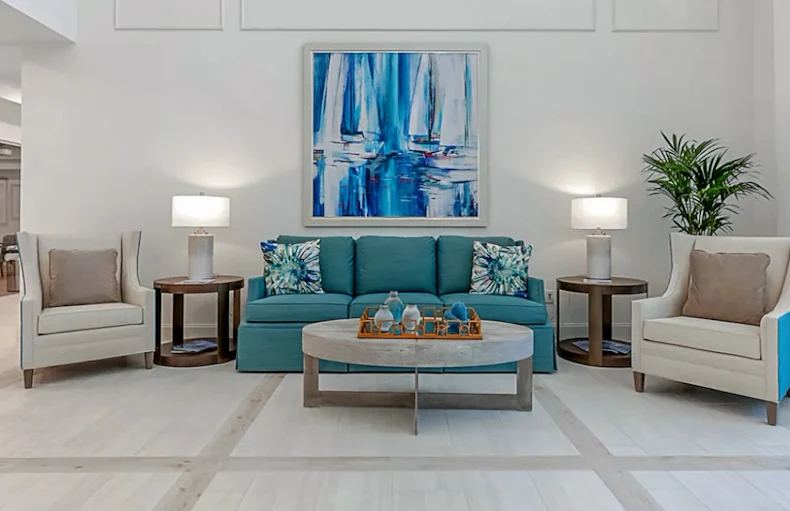 Living area at The Blake at Panama City Beach