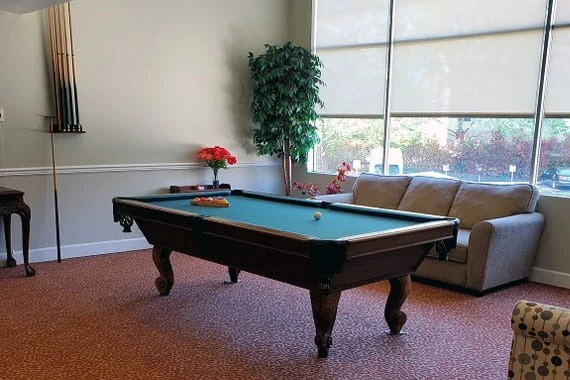 Avamere at Park Place senior living community offering assisted living and respite care in Tigard, OR, pool table