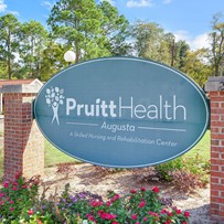 PruittHealth Skilled Nursing & Rehabilitation Center Senior Care in Augusta, Georgia front entrance welcome sign