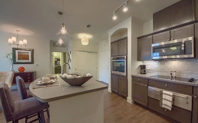 Kitchen in an apartment at Verena at Leander Senior Living