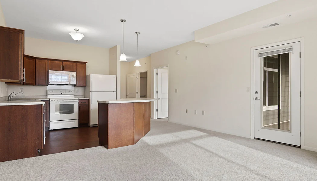Kitchen in the apartments at the Waters of Edina 